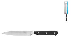 Set 6 coltelli bistecca punta liscia Black&Steel in acciaio inox manico nero cm 12