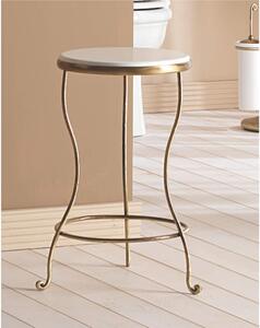 Sgabello da bagno Bronzo Satinato Vintage RETRO' Dimensioni 34,5x33,5x h 51,5 cm -Portata massima 120 kg ripiano in legno bianco bronzo, l�ottone