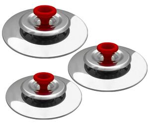 3 Coperchi Magici Cooker Antiodore Ventur Magic In Acciaio Inox 26, 30, 34 Cm Rosso