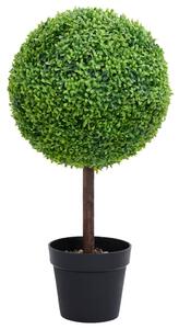 Pianta di Bosso Artificiale a Sfera con Vaso Verde 71 cm