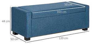 Panca Fondo Letto 120x50x44 Cm Con Vano Contenitore In Tessuto Blu