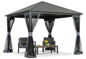 Gazebo Sardegna 3x3 in metallo con zanzariera Garden Point antracite