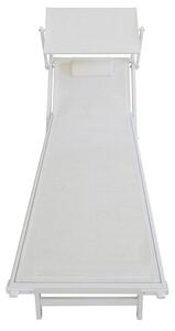 Lettino Prendisole Da Giardino 185x61x39,5 Cm Telaio In Alluminio Bianco E Textilene Bianco