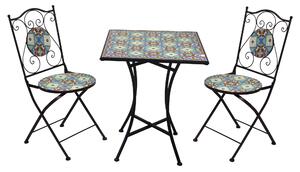 Set Tavolo E 2 Sedie Pieghevoli Da Giardino Con Mosaico In Metallo Messina