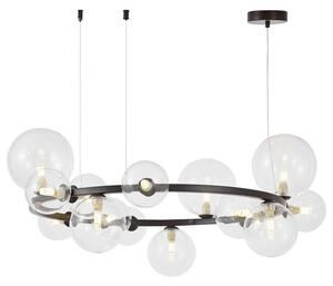 Lampadario moderno a sospensione nero con sfere trasparenti MERIDO W15