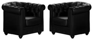 Poltrone CHESTERFIELD in similpelle Nero - Lotto di 2