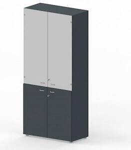 Libreria alta ante legno/vetro ARTEXPORT RAW 90x46x200H cm struttura e