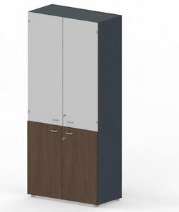 Libreria alta ante legno/vetro ARTEXPORT RAW 90x46x200H cm strutt. ant
