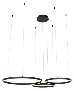 Lampada a sospensione nera incl. LED dimmerabile in 3 fasi - Anello