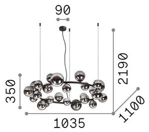 Lampadario Collezione PERLAGE 15W Fumè Altezza Regolabile Ideal Lux