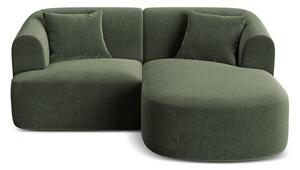 Divano angolare verde (con penisola a destra/con chaise lounge) con rivestimento in velluto Campi – Cosmopolitan Design