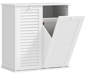 HOMCOM Mobile bagno con cesto portabiancheria, 2 cestini e ante a persiana 70x38x73 cm, bianco | Aosom Italy