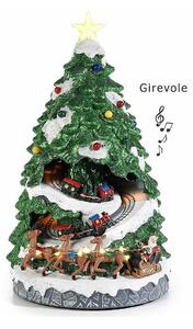 Albero di Natale in Resina con Luci, Musica e Treno in Movimento