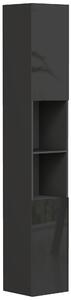 Kleankin Mobile colonna bagno 2 ante con ripiani regolabili e 2 nicchie, 30x30x181.5 cm, nero | Aosom Italy