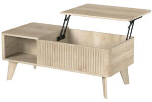 HOMCOM Tavolino sollevabile con vano nascosto e 2 mensole, 100x48x41 cm, rovere | Aosom Italy