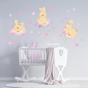 Adesivi murali Coniglietti sui Fiori - Adesivi Murali per Bambini