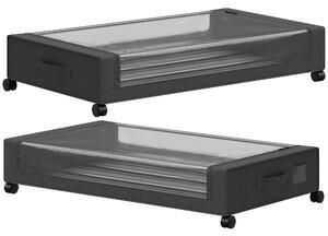HOMCOM Set 2 scatole portaoggetti sottoletto con ruote e zip, 40 L, 78x44x16 cm, nero | Aosom Italy