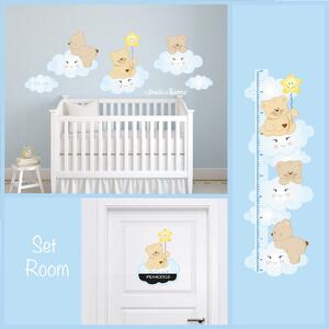 Set room Set Room Orsetti sulle nuvole Rosa - Adesivi Murali per Bambini