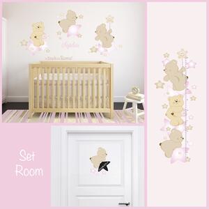Set room Set Room Orsetti sulle stelle Rosa - Adesivi Murali per Bambini