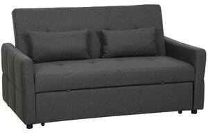 HOMCOM Divano letto 2 posti clic clac con 2 cuscini in tessuto, grigio scuro | Aosom Italy