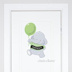 Adesivi porta Elefante con Palloncino Adesivi per porta cameretta - Adesivi Murali per Bambini