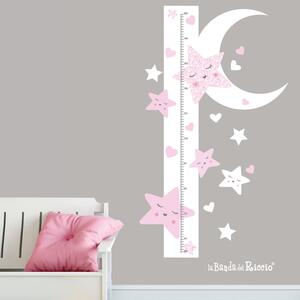 Metri crescita Metro Stelle Luna Rosa - Adesivi Murali per Bambini