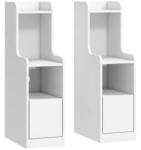 HOMCOM Set 2 comodini con stazione di ricarica, cassetto e ripiani aperti, bianco | Aosom Italy