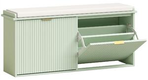 HOMCOM Panca scarpiera con cuscino e cassetto ribaltabile 104x26x47,5 cm, verde | Aosom Italy