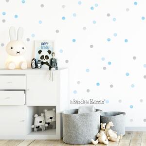 Pattern Pattern Pois Acquerello Grigio/Azzurro - Adesivi Murali per Bambini