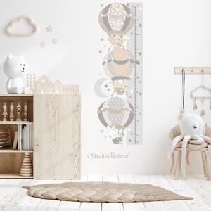 Metri crescita Le mongolfiere 4 metro crescita Grigio/Beige - Adesivi Murali per Bambini