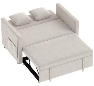 HOMCOM Divano letto 2 posti 3 in 1 clic clac in velluto con schienale regolabile, beige | Aosom Italy
