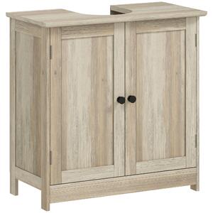 HOMCOM Mobile sottolavabo con 2 ante e ripiano regolabile 60x30x60 cm, grigio effetto legno | Aosom Italy