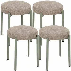 HOMCOM Set 4 sgabelli impilabili imbottiti senza schienale 45x45x47,5 cm, marrone chiaro | Aosom Italy