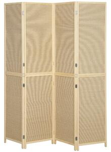 HOMCOM Paravento pieghevole in bambù a 4 pannelli 180x180 cm, legno naturale | Aosom Italy