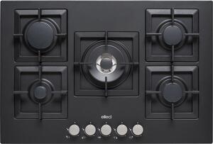 ELLECI Piano Cottura 5 Fuochi a Gas Larghezza 75 cm (1 Bruciatore Tripla Corona) in Granitek colore Nero - PGSP75140CS Plano 75 TCC