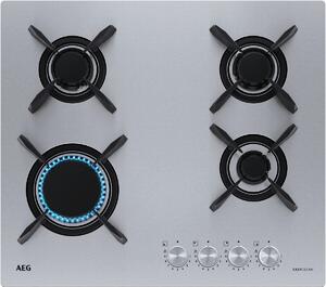 Aeg Piano Cottura 4 Fuochi a Gas Larghezza 60 cm in Acciaio Inox colore Inox - HGB64423UZ Serie 7000 Ultraflat Line