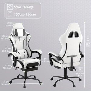 Sedia da gaming - Sedia per videogiochi - Sedia da scrivania - Sedia da ufficio - Sedia per computer - Ergonomica - Altezza regolabile