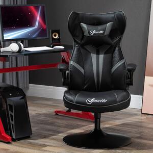 Sedia da gaming ergonomica – Sedia da gioco con altezza regolabile – Rivestita in ecopelle, colore nero e grigio