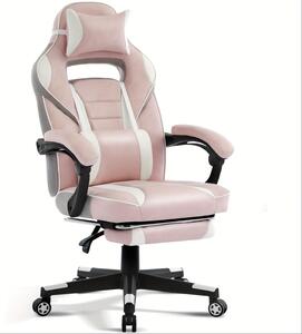 Sedia ergonomica da gaming con supporto lombare massaggiante e poggiapiedi – Sedia regolabile per computer