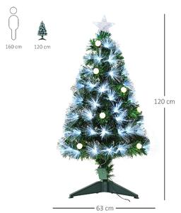 Albero Di Natale Artificiale 120 Cm 130 Rami Con Luce Led Fibre Ottiche Pino Verde