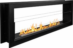 Montefalco 120 - Camino a Bioetanolo da Incasso Bifacciale 120x40x15 cm con Bruciatore 1,25lt in Acciaio