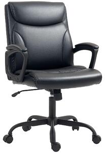 Sedia da ufficio ergonomica, con altezza regolabile e funzione di inclinazione, colore nero