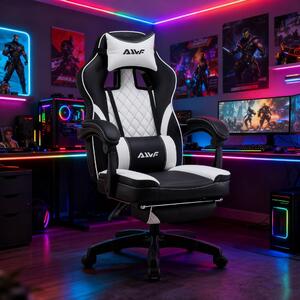 Sedia da gaming - Sedia per videogiochi - Sedia da scrivania - Sedia da ufficio - Sedia da lavoro - Poggiapiedi regolabile
