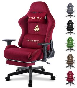 Sedia da gaming con design ergonomico, rivestimento in ecopelle, braccioli regolabili e poggiapiedi