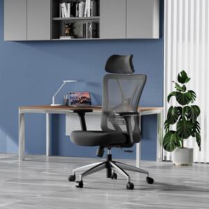 Sedia da ufficio ergonomica con schienale alto, supporto lombare regolabile e braccioli regolabili