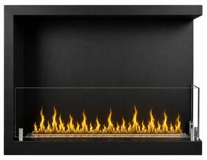 Sutri 60 - Camino a Bioetanolo da Incasso Angolare Destro 60x45x22,4 cm con Bruciatore 1,5lt in Acciaio