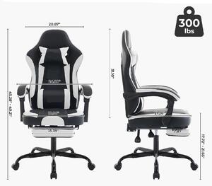 Sedia da gaming ergonomica con supporto lombare - Sedia da ufficio in ecopelle - Nera