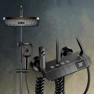 Rubinetto per doccia con termostato digitale, display a LED e attacco acqua regolabile