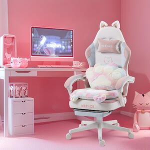 Sedia da ufficio con orecchie da gatto – sedia da gaming ergonomica con poggiapiedi regolabile e rivestimento in ecopelle