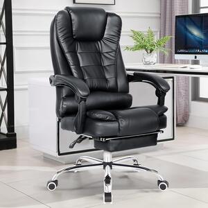 Sedia da ufficio ergonomica con altezza regolabile, poggiapiedi e rivestimento in ecopelle nera